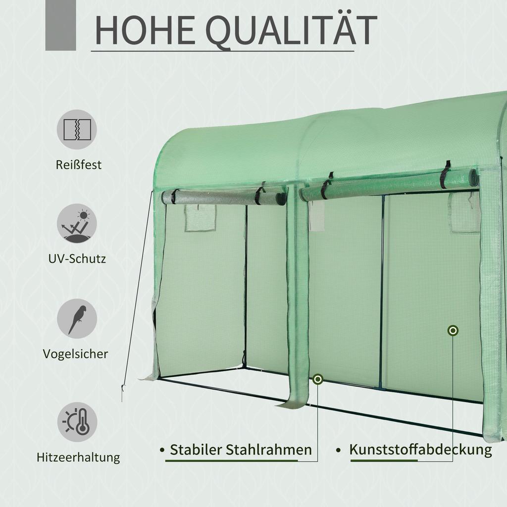 Walk-in Greenhouse, Tomato Greenhouse with Double Doors & 4 Windows, Garden Plant Growth Green House with PE Cover, Steel Frame, Green, 3 X 1 X 2 M