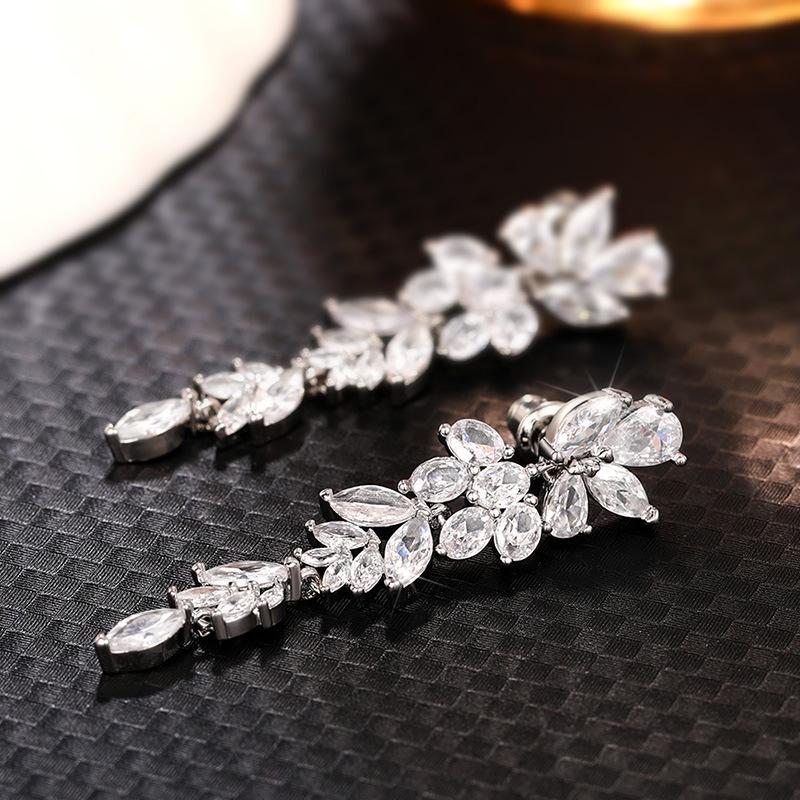 Lindon Fashion Copper Alloy Zircon Jewellery Drop Earrings For Women Wedding Party Gifts