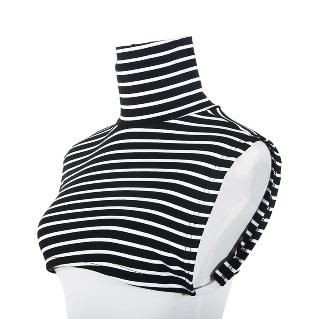 Faux Turtleneck Detachable Collar Solid Color Striped Half Top Mock Blouse Collar for Women and Men Stylish Layering