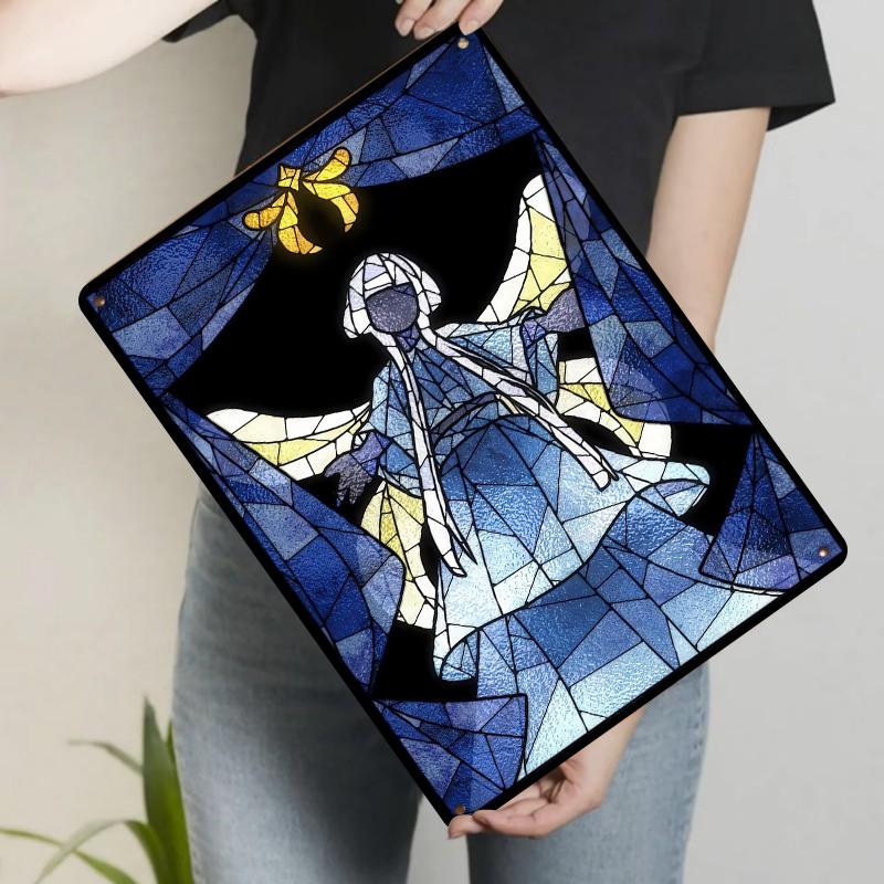 

Custom Stained Glass Style Angel Metal Wall Art Decorative Iron Painting for Home Living Room Decoration 7.9x11.8In(20x30cm)