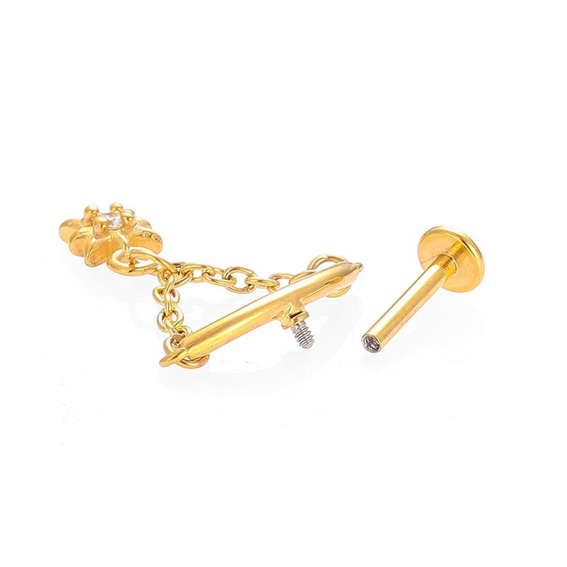 316L Stainless Steel Cross Lip and Ear Bone Stud Pendant - European & American Style Multi-purpose Piercing Jewelry