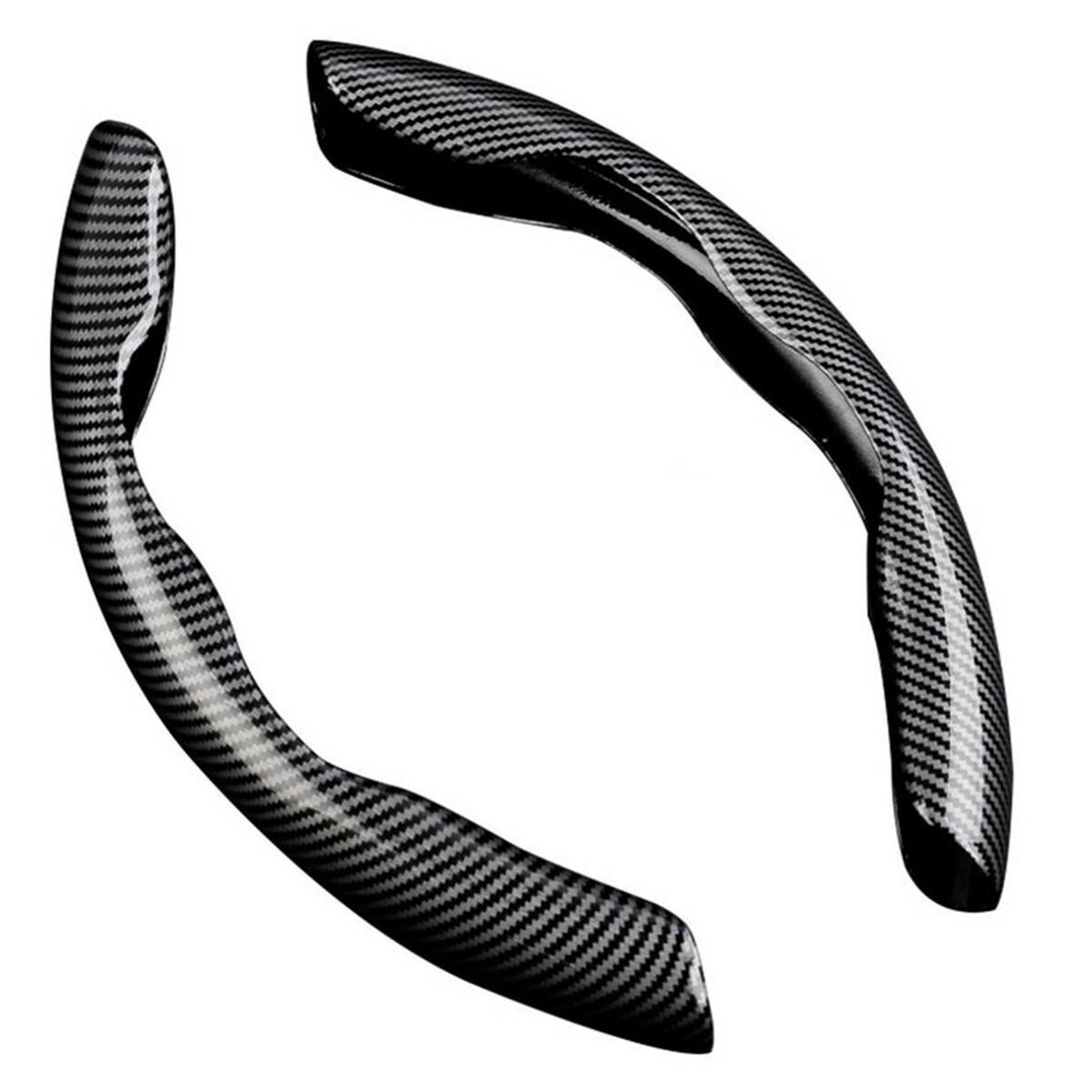 2pcs Black Carbon Fiber Steering Wheel Booster Cover Non-Slip Car Accessories