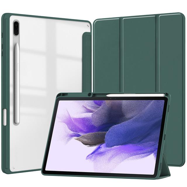 För Samsung Galaxy Tab S8 S7 11 Plus FE 12,4 tum Fodral Transparent Back Tablet Cover För Tab S8 Ultra 14,6 tum Stand Fodral Funda