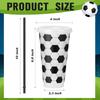 6 Pcs Set 24 OZ Soccer Cups Large Capacity with Lid and Straw Milk Tea Cup Stackable Reusable Coffee Cup