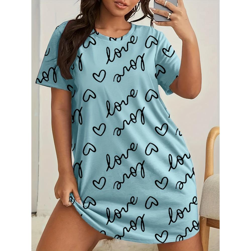 

Принт Любов Для Жінок Сукні для Сну з Коротким Рукавом Вільного Крою Повсякденна Футболка Нічний Одяг Домашній Одяг Нічна Сорочка Домашній Одяг Сукні 5XL