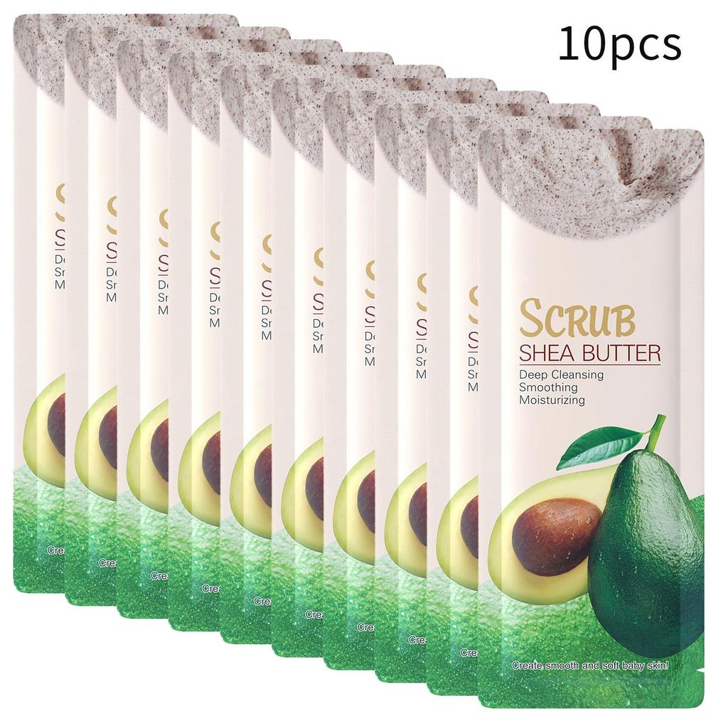 10Pcs Shea Butter Body Scrub - Gentle Exfoliating Cleanser for Deep Smoothing and Moisturizing Care