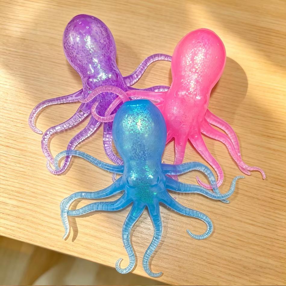 Glitzer Kraken Taba Squishy Zucker Stressball für Kinder Niedliche Tiere Knet-Fidget-Spielzeug Squishy Ozean Sensorisches Dekompressions-Geschenk
