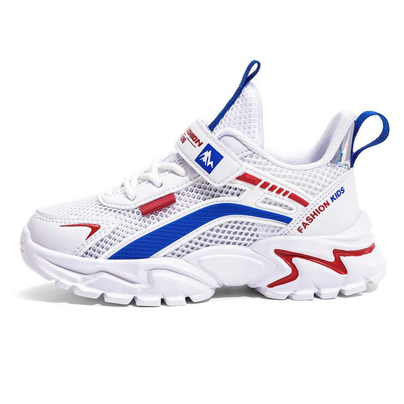 Middle-aged and older children's white breathable sneakers, little white shoes, primary school students' new boys' shoes, boys' autumn children's net