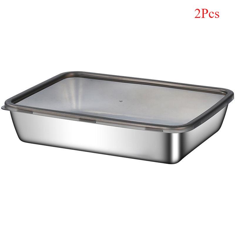 Nerezový úložný box Chladnička Nádoby na skladování masa a potravin s víkem Organizér do chladničky Nádoba Kuchyňské skladování