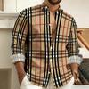 Best-Selling Men's 3D Printed Plaid Long-Sleeved Shirt, Fashionable Men's Shirt, Outdoor Casual Street Style Shirt