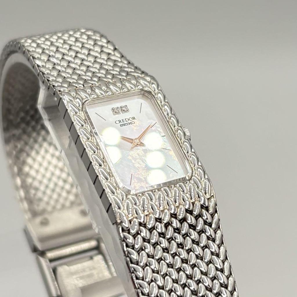 [USED] SEIKO CREDOR 3P Diamond Shell Dial Quartz Women's Watch