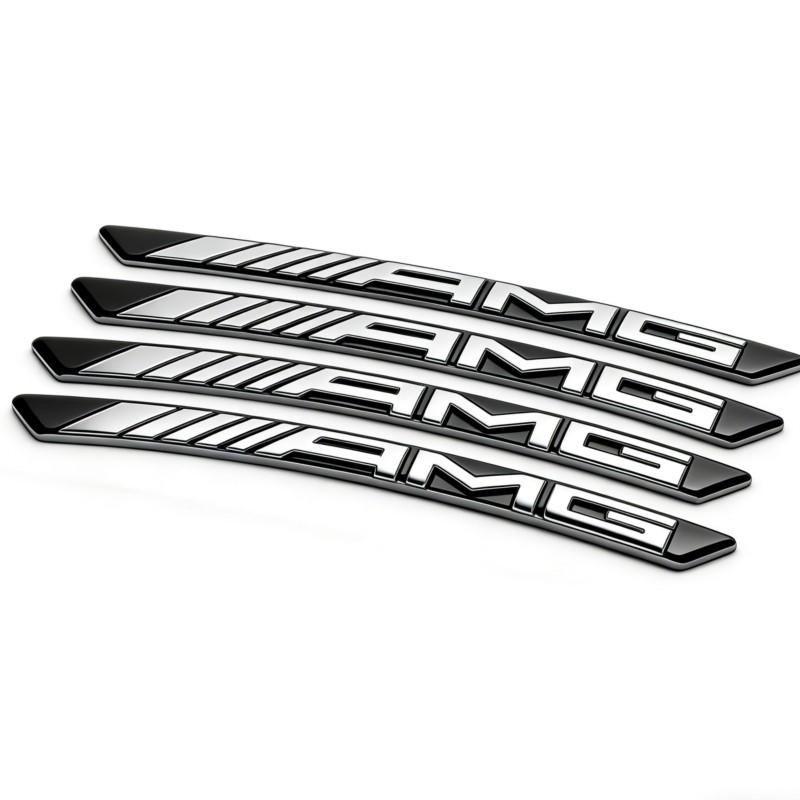 3D Aluminium AMG Logo Wheel Rim Sticker Decals Emblem Badge For Mercedes Benz AMG Smart W205 C300 W203 W206 W108 W124 W126 W140
