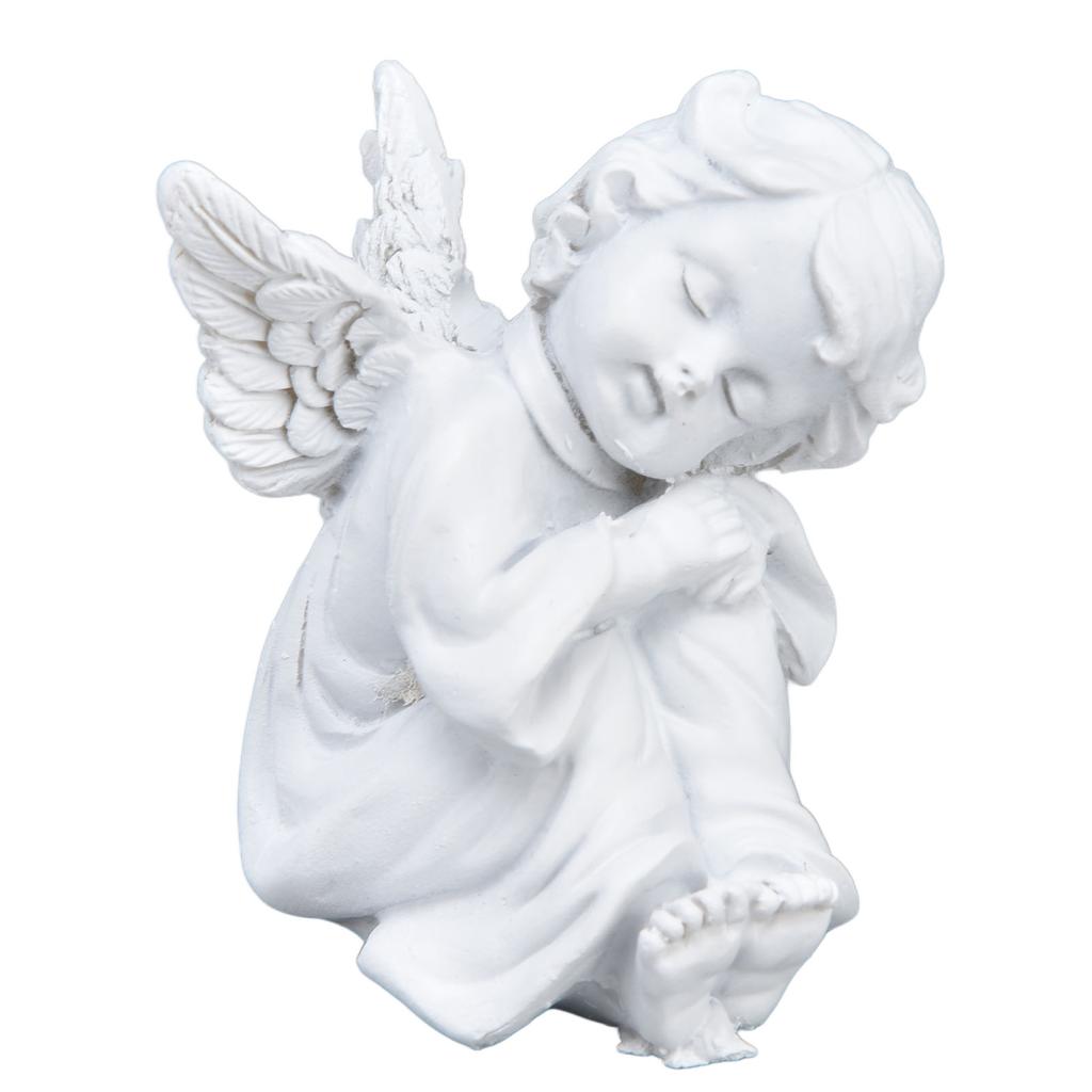 Cherub Statue Synthetic Resin Material Lovely Style White Baby Figurines for Party