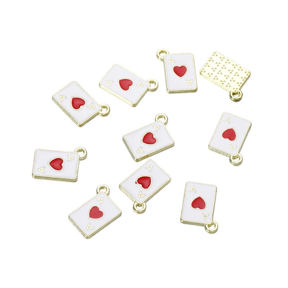 

10pcs/bag Mixed Shape Fish Poker Pendants Enamel Metal Necklace Bracelet Connector For DIY Jewelry Making Supplies Accessories