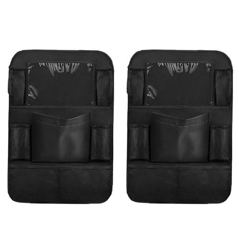 2x Universal Car Seat Rear Organizer Hanging Storage Bag Mesh Cargo Seat Back Tidying Multifunctional Storage with Tablet Holder