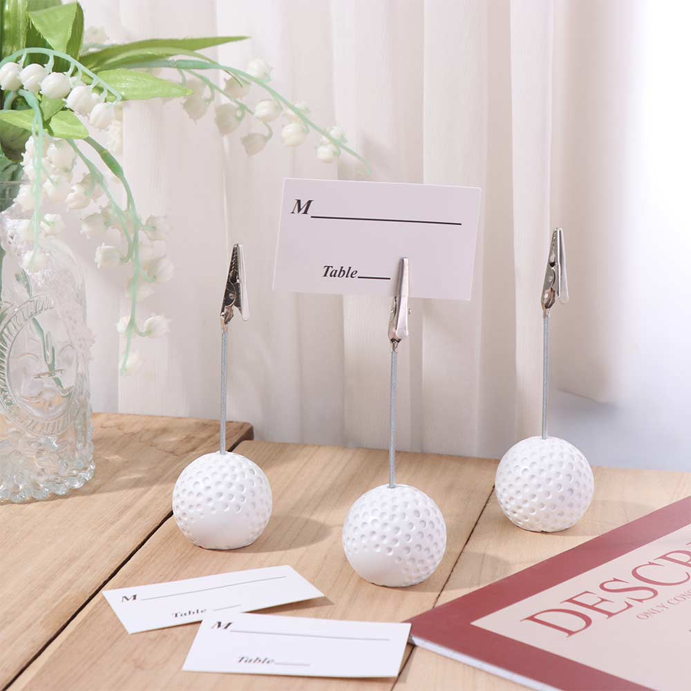 3pcs Memo Holder White Golf Ball Base Resin Multifunction Photo Clip Stable Base Memo Clamp Event Decoration