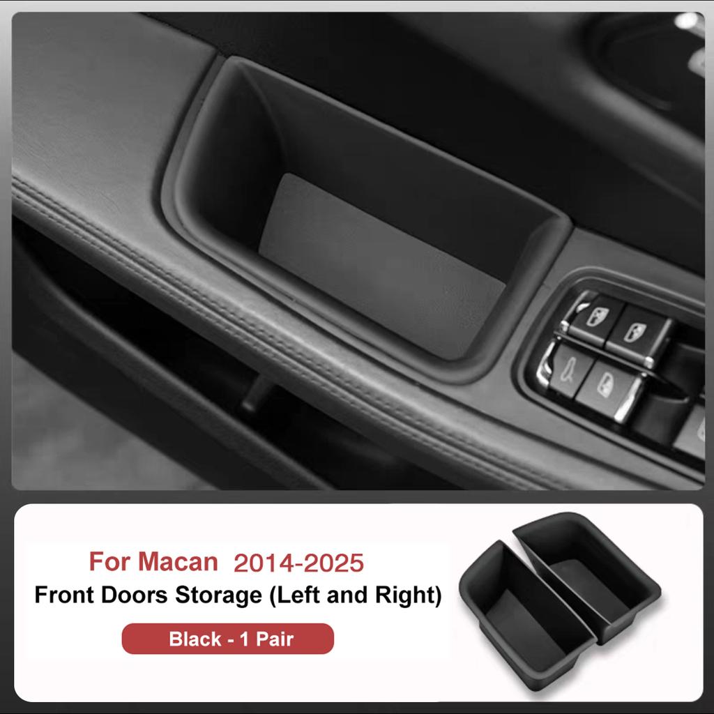 For Porsche Cayenne Macan Car Door Handle Storage Box Front Rear Door Organizer Keys Phone Holder LHD Auto Interior Accessories