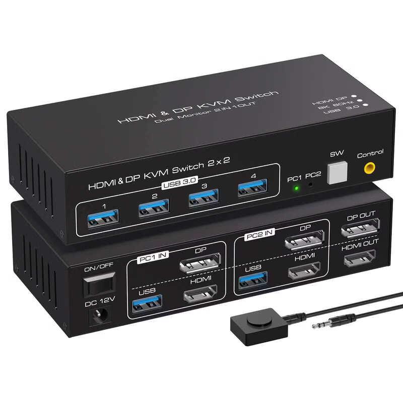 DP+HDMI Dual Monitor KVM Switch