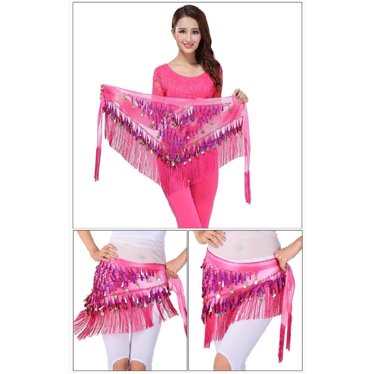 Flashy Belly Dancing Hip Wrap with Fringes Sparkly Waist Chain Hip Scarf