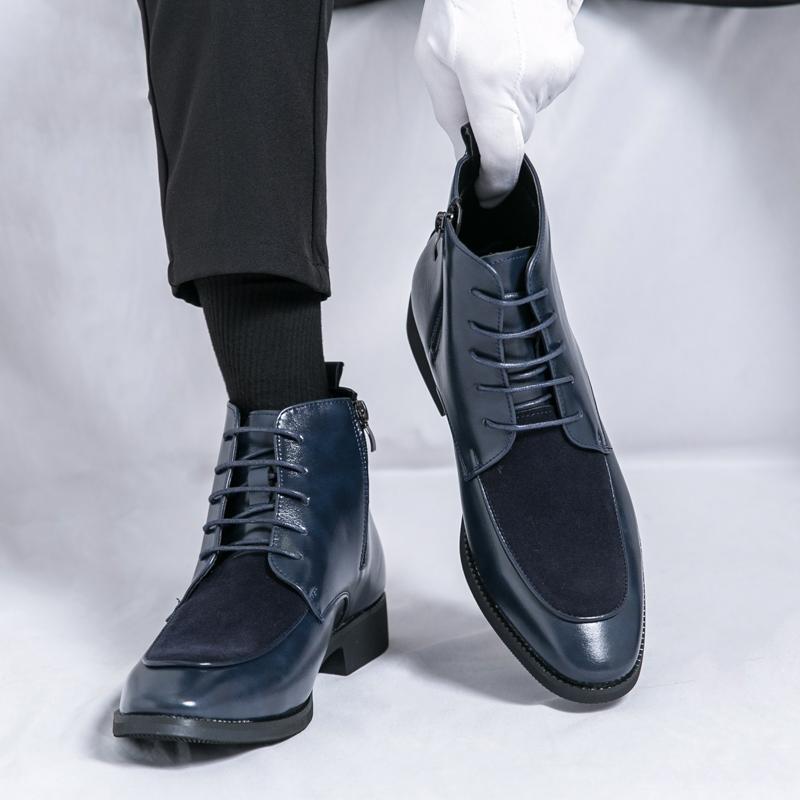 Men’s Motorcycle Boots  Dress Half Boots Leather Ankle Boots Tuxedo Wedding Blazers Saddle Shoes Over Sized