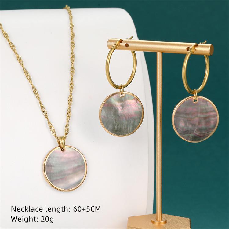 Hawaii New Pearl Necklace Samoa Round Earrings Set  Hawaii Abalone Shell Jewelry