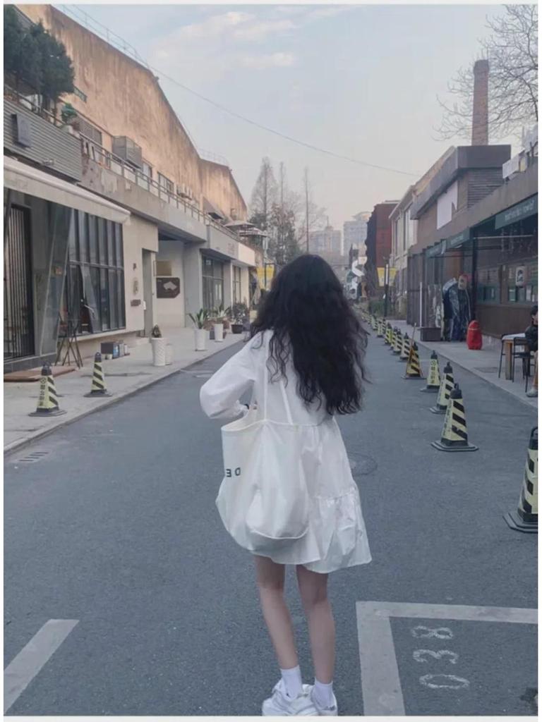 Petite Women's Korean-Style Loose A-Line Shirt Dress - Spring/Autumn