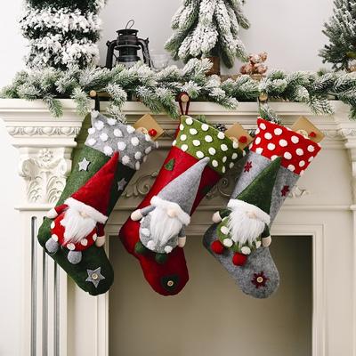 Urocza Świąteczna Skarpeta Torba na Cukierki Prezent Świąteczny Ozdoby Świąteczne Materiały do Dekoracji Domu Bez Twarzy Lalka Gnom Dekoracja Navidad Torba na Prezent Noworoczny