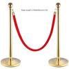 Red Velvet Stanchion Rope Crowd Control Rope Barrier with Gold Color Plated Hooks, 5 Foot
