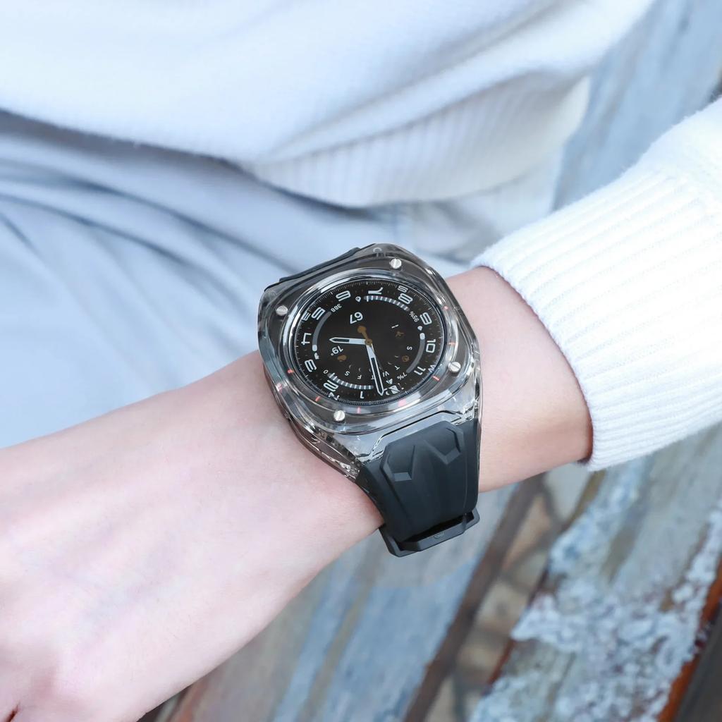 Mod Kit Armband + Hülle für Samsung Galaxy Watch 7 Ultra 47 mm Silikon Loop Band Armband für Galaxy Watch Ultra Herren Sportarmband