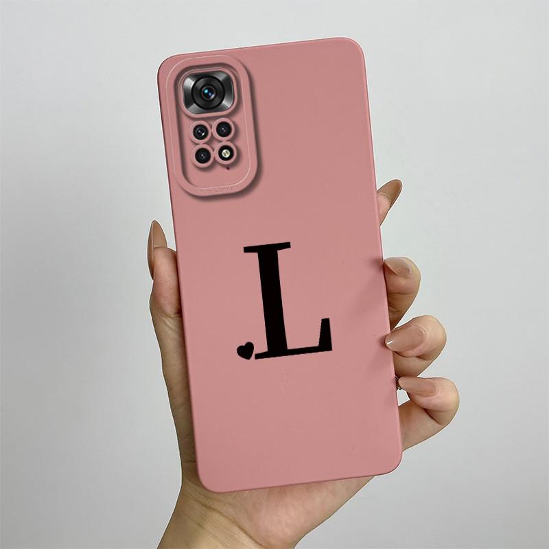 For Xiaomi Redmi Note 11 11S 4G 5G Case Cute Initial Letters Soft Liquid Silicone Shell For Redmi Note11 11 S 11 Pro Funda Capa