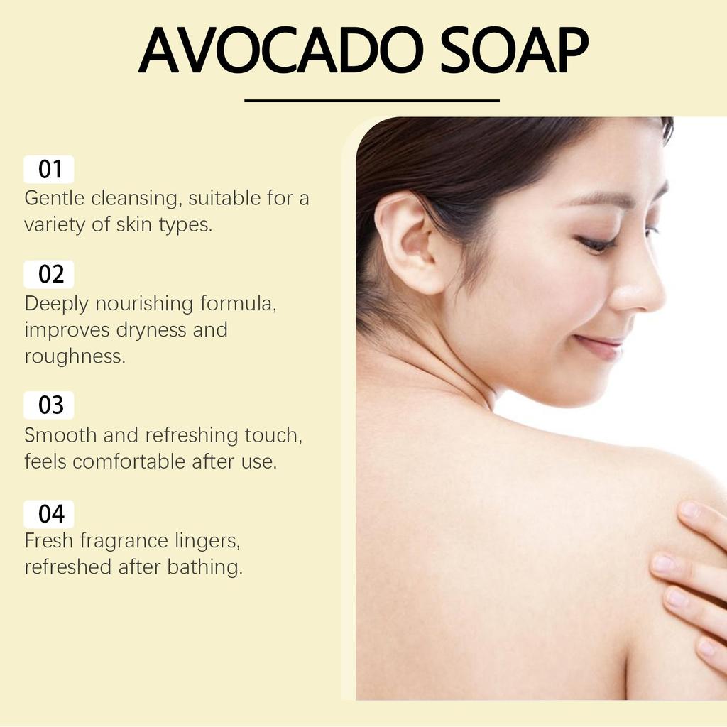 Sapone Solido Idratante all'Avocado per Donne Uomini, Detergente Delicato Idratante, Pulizia Profonda dei Pori, Riequilibra la Pelle Grassa, Pelle Fresca Morbida