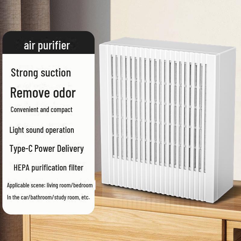Compact Air Purifier for Home & Office: Removes Formaldehyde, Odors, and Smoke – Ideal for Bedrooms and Desktops.