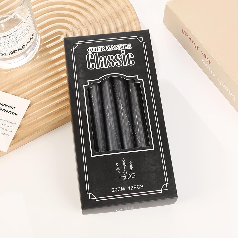 

Европейский стиль Гальванизированный конус Шест Длинная свеча для дома Романтический свадебный ужин при свечах Праздничная атмосфера Шест Воск 12 pcs electroplated cone rod black