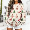 Women's Casual Christmas Print Crewneck Sweatshirt Pullover for Holiday Everyday Wear