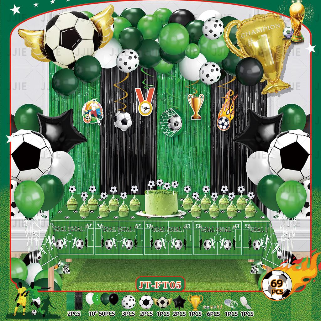 Boys Football Green Balloon Arch Birthday Football Party Decoration World Cup Themed Balloon Set