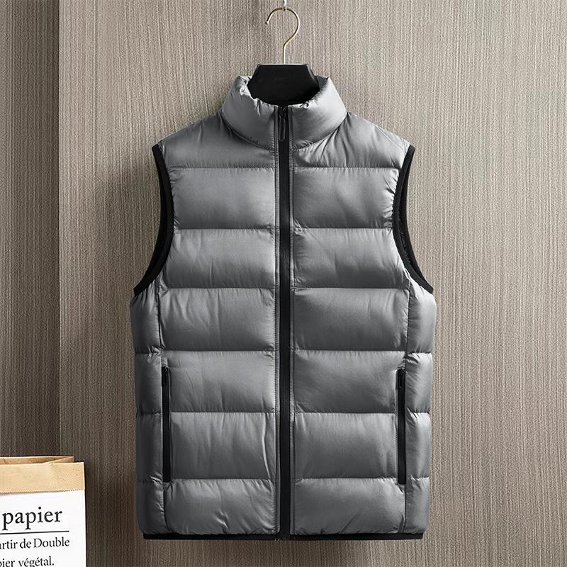 Men S Thick Winter Stand Collar Solid Color Casual Vest