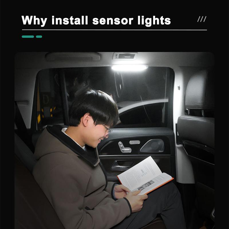 SEAMETAL Car Sensor Light for Floor Trunk Hood USB Rechargeable Automatic Induction Light Bar 10/20cm