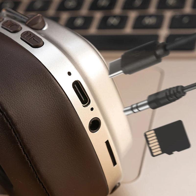 Retro Trendy Wireless Headphone Bluetooth 5.3 Long Battery Life Stereo Music Sport Foldable OverEar Headset with Noise Reduction RGB Light