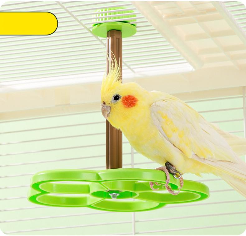 Washable Bird Spinning Toy 360° Rotation Parrot Perch with Anti-Slip Texture Hanging Parakeet Toys with 1.8'' Larger Washer