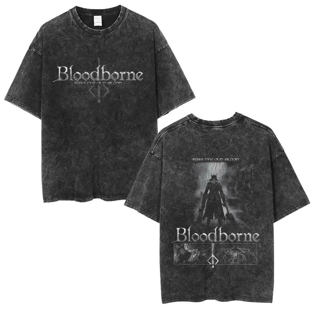 Стирка Винтажная Игровая Bloodborne Fear The Old Blood Футболка Мужская Женская Повседневная Оверсайз Футболка Мужская Высококачественные Хлопковые Футболки S
