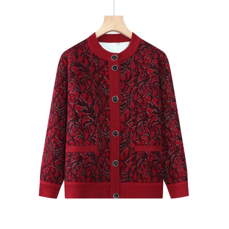 Medium-sized Elderly Autumn Women's Clothing Fleece Thickened Mother Warm Fleece Jacket Old Lady Casual Top