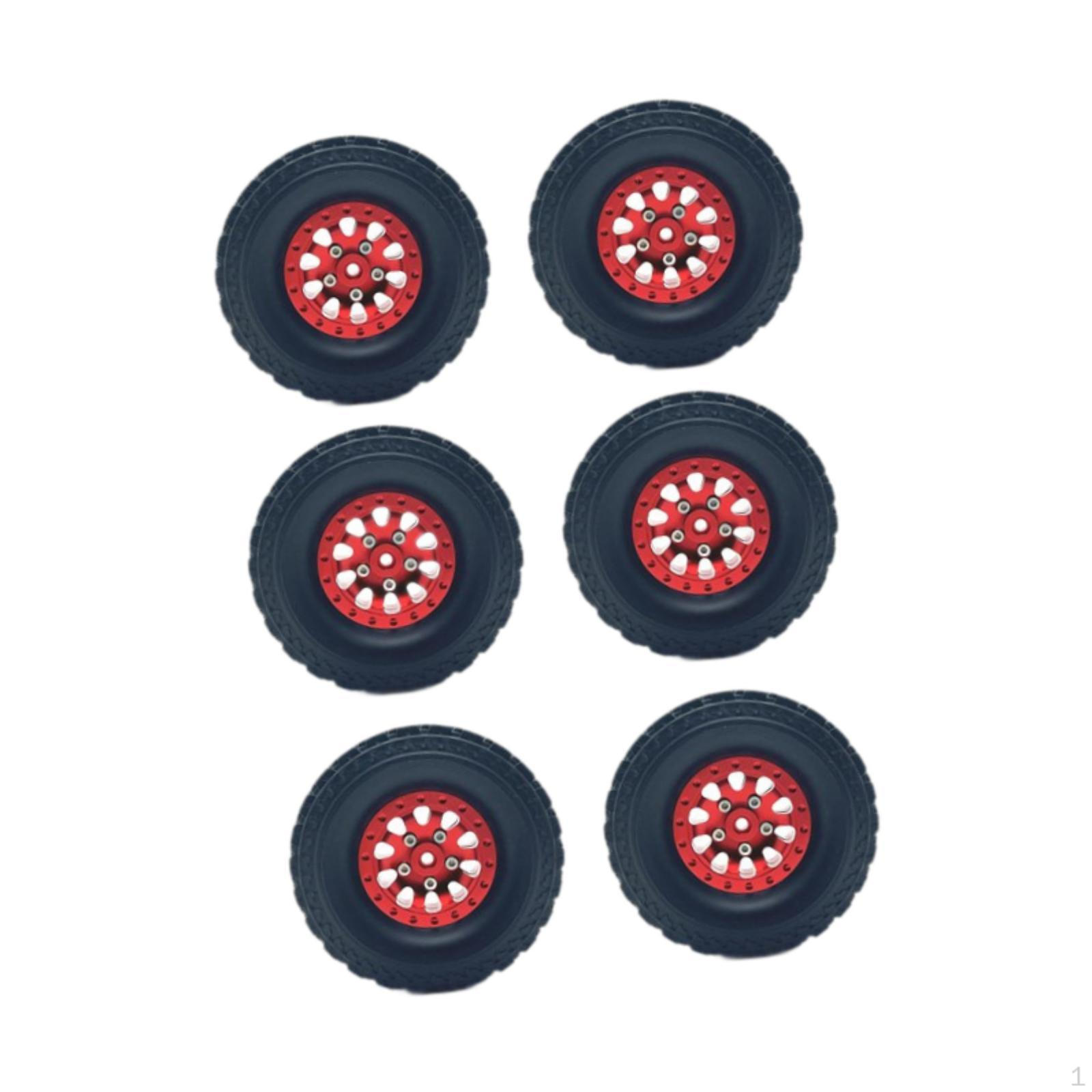 

6 Pieces 1/12 1/16 RC Car Wheel Rim and Tires Metal DIY Tool Spare Part argent