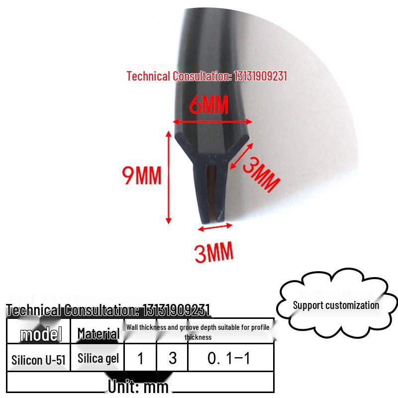 High-Temp Resistant Silicone U-Shaped Edge Seal Strip for Fiberglass Panel - Dustproof & Anti-Collision.