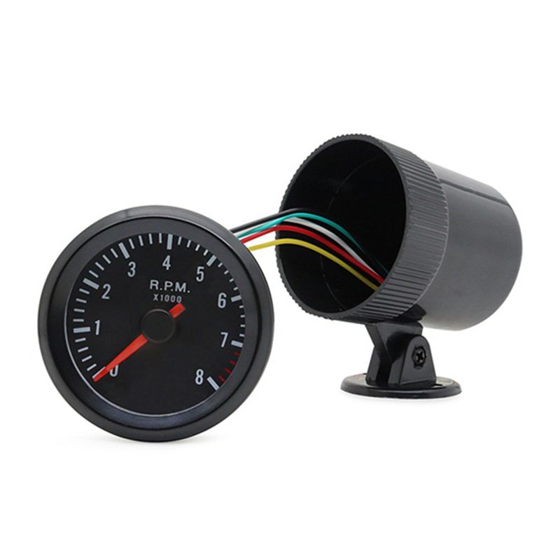 Portable Car Meter Tachometer For 1-8 Cylinders Car RPM Gauge Analog Black Case 0-8000RPM