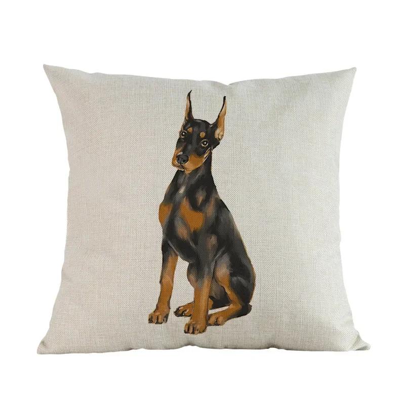 Watercolor Style Pet Dog Cushion Cover Home Living Room Sofa Decoration Pillow Case Chair Car Bedroom Decorative Pillowcase Gift
