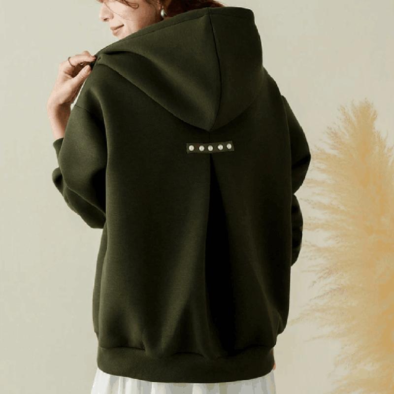 Women's Hooded Sweatshirt Simple Beaded Solid Color Loose Top