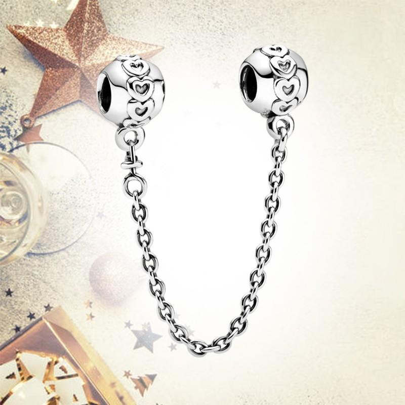 Sparkling Safety Chain Collection Charm Bead Charms Triple Clear Stone Safety Chain Safety Chain Clip Compatible With Authentic Bracelets Do It Yourse
