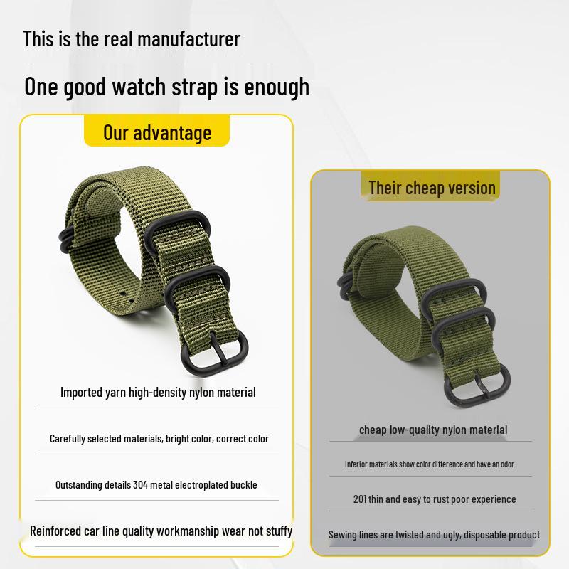 Bracelet de Montre NATO en Nylon Épaissi Xinlei - Bracelet Universel en Toile Tissée 20/22mm