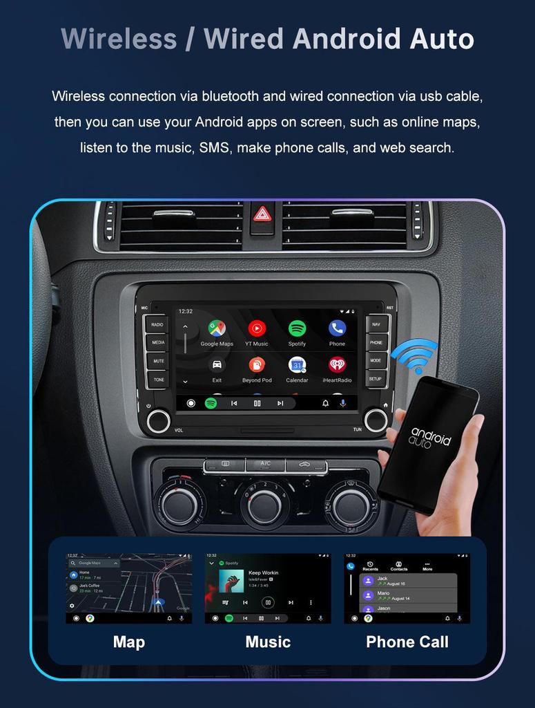 7-inch CarPlay Multimedia Display for Volkswagen, SEAT, Skoda (2003-2015 Models)