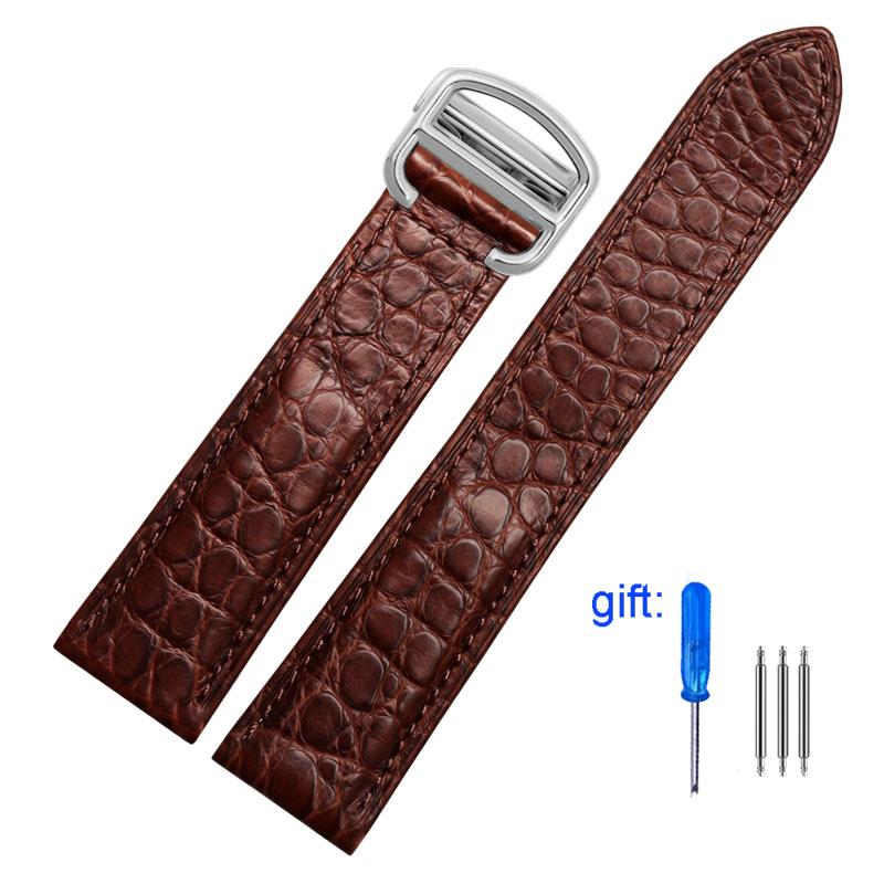 Alligator Leather Strap For Cartier Solo Tank London Genuine Leather Black Brown Watch Band Men Women 16mm 18mm 20mm 22mm 24mm